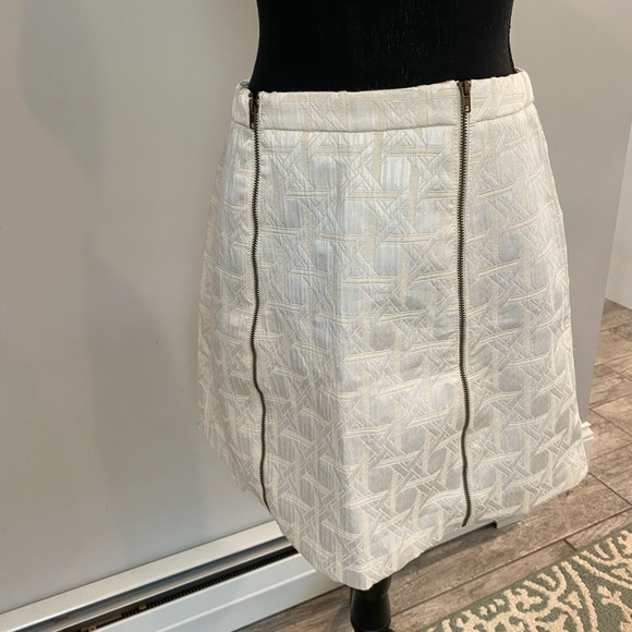 White Double Zipper A-Line Skirt - Picture 7 of 10